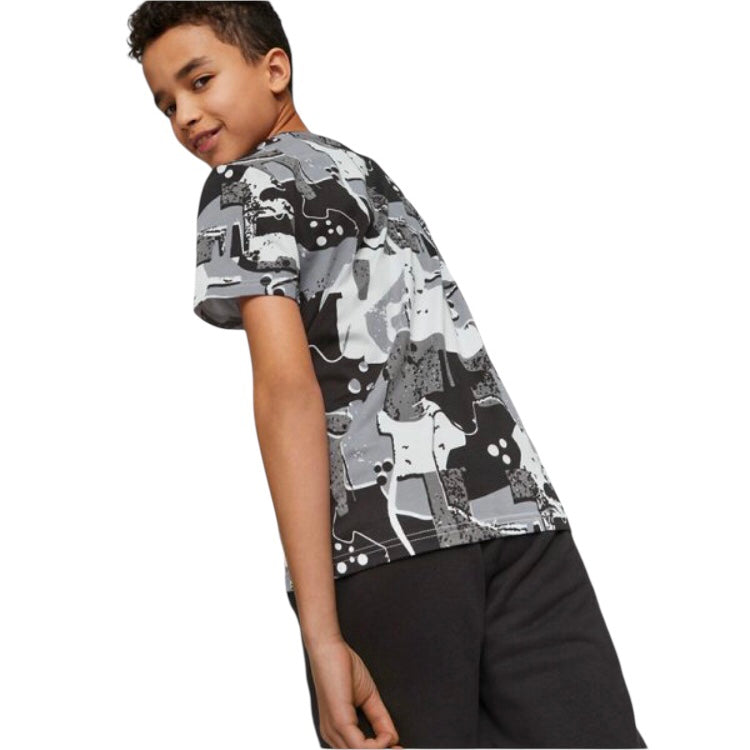 Puma Junior Kids / Youth Boy’s Street Art Top Tee T-Shirt (Black-grey)