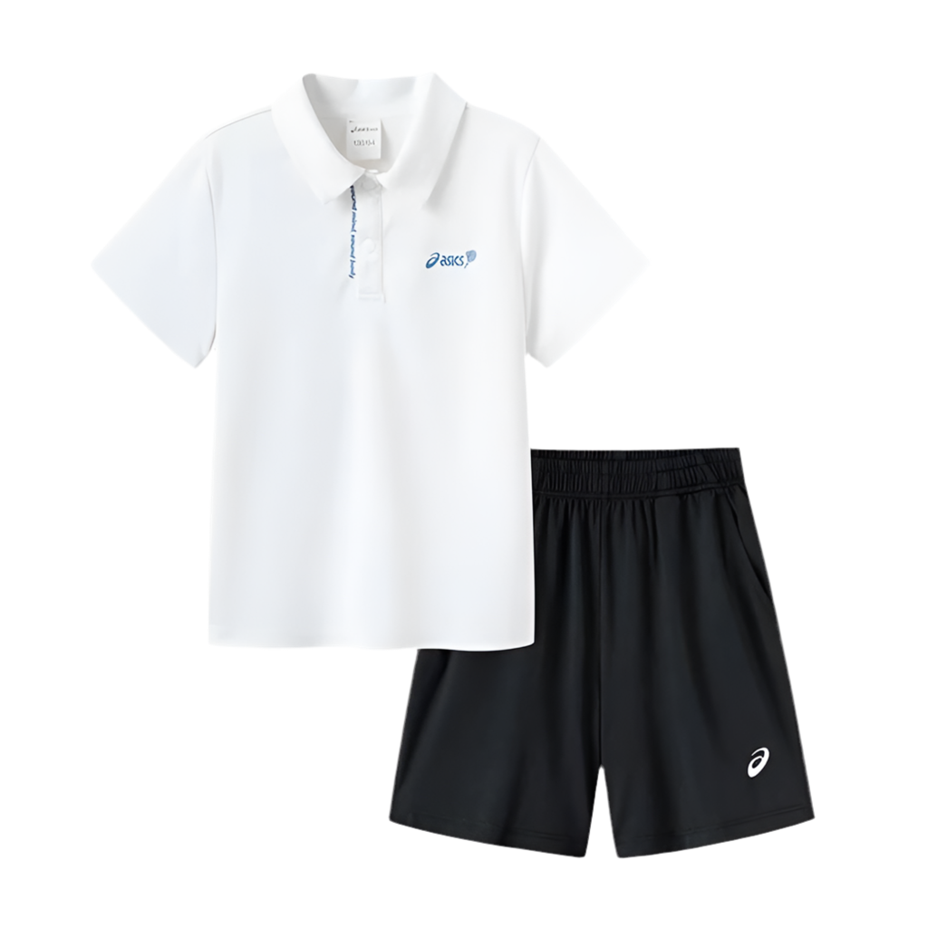 ASICS Junior Kids / Youth Unisex Dri-FIT Polo Top Tee T-Shirt and Shorts Set (White-Black) - 爱游戏体育-爱游戏|爱游戏官方网站