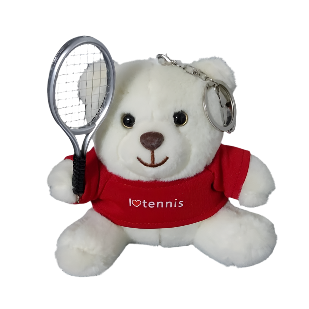 Teddy Bear Tennis Ball / Racket Plush Keychain Keyring - 爱游戏体育-爱游戏|爱游戏官方网站