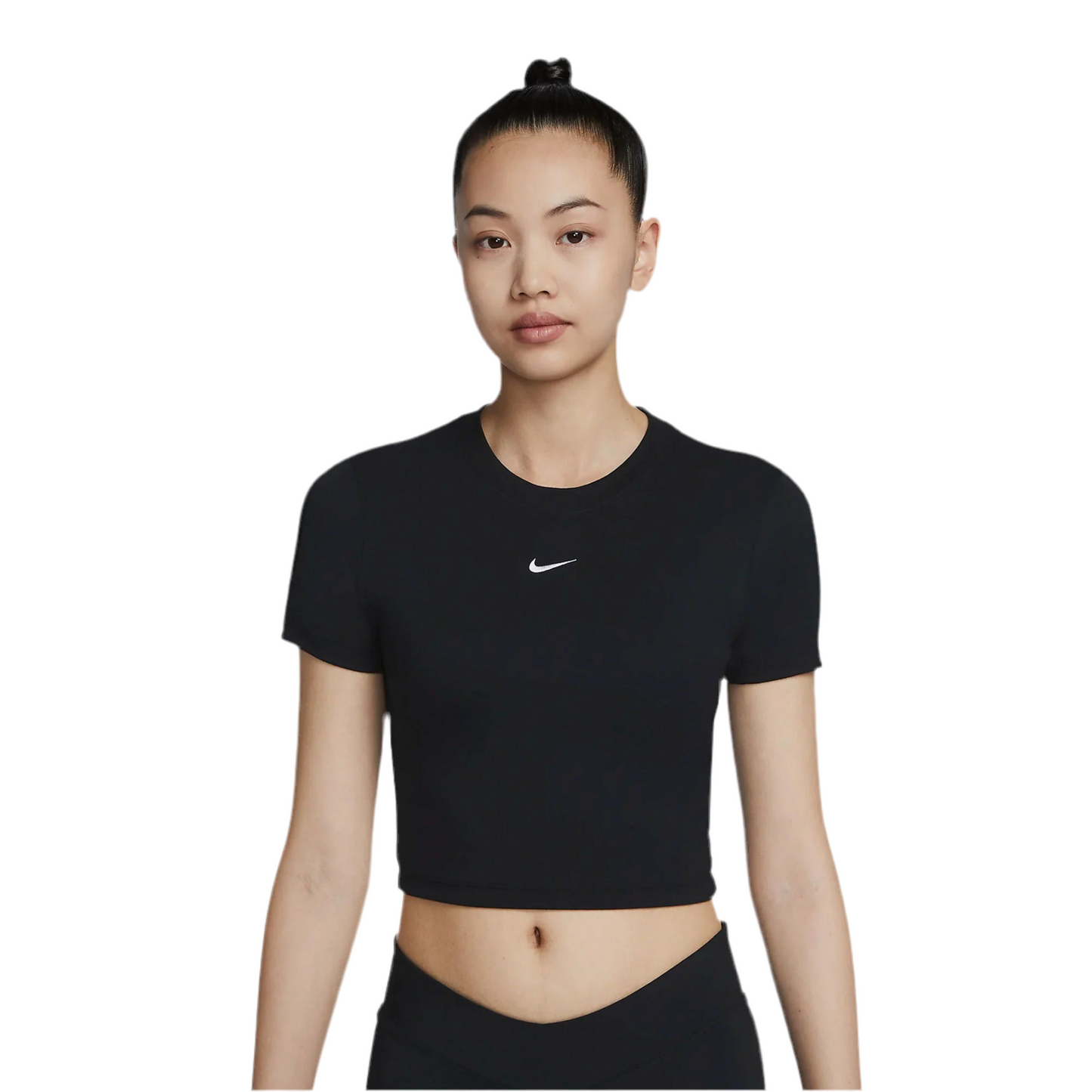 Nike Women’s Essential Slim Crop Tee Top T-Shirt (Black)