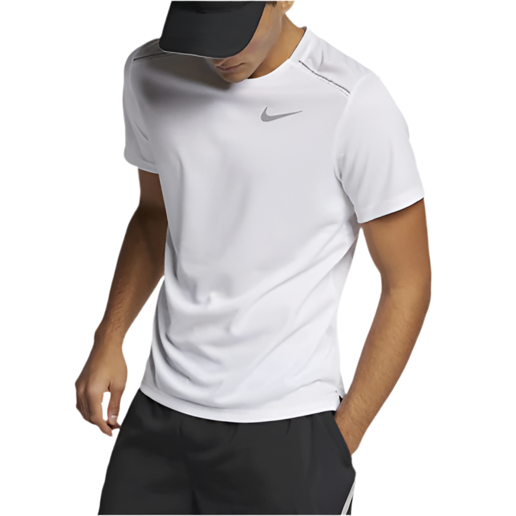 Nike Men’s Dri-Fit Miler Running Top Tee Shirt (White)