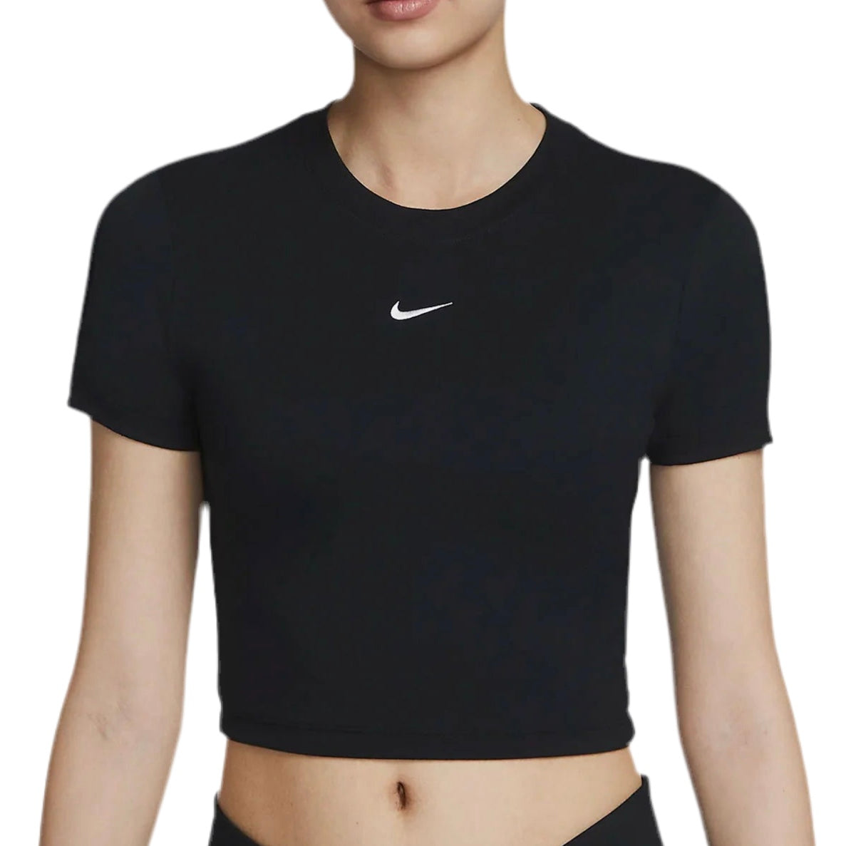 Nike Women’s Essential Slim Crop Tee Top T-Shirt (Black)
