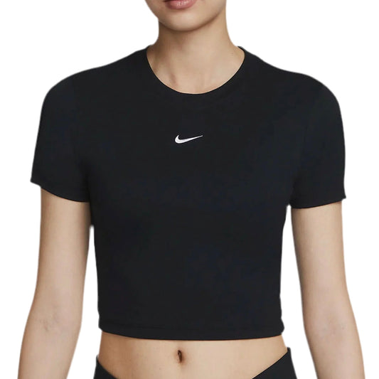 Nike Women’s Essential Slim Crop Tee Top T-Shirt (Black)