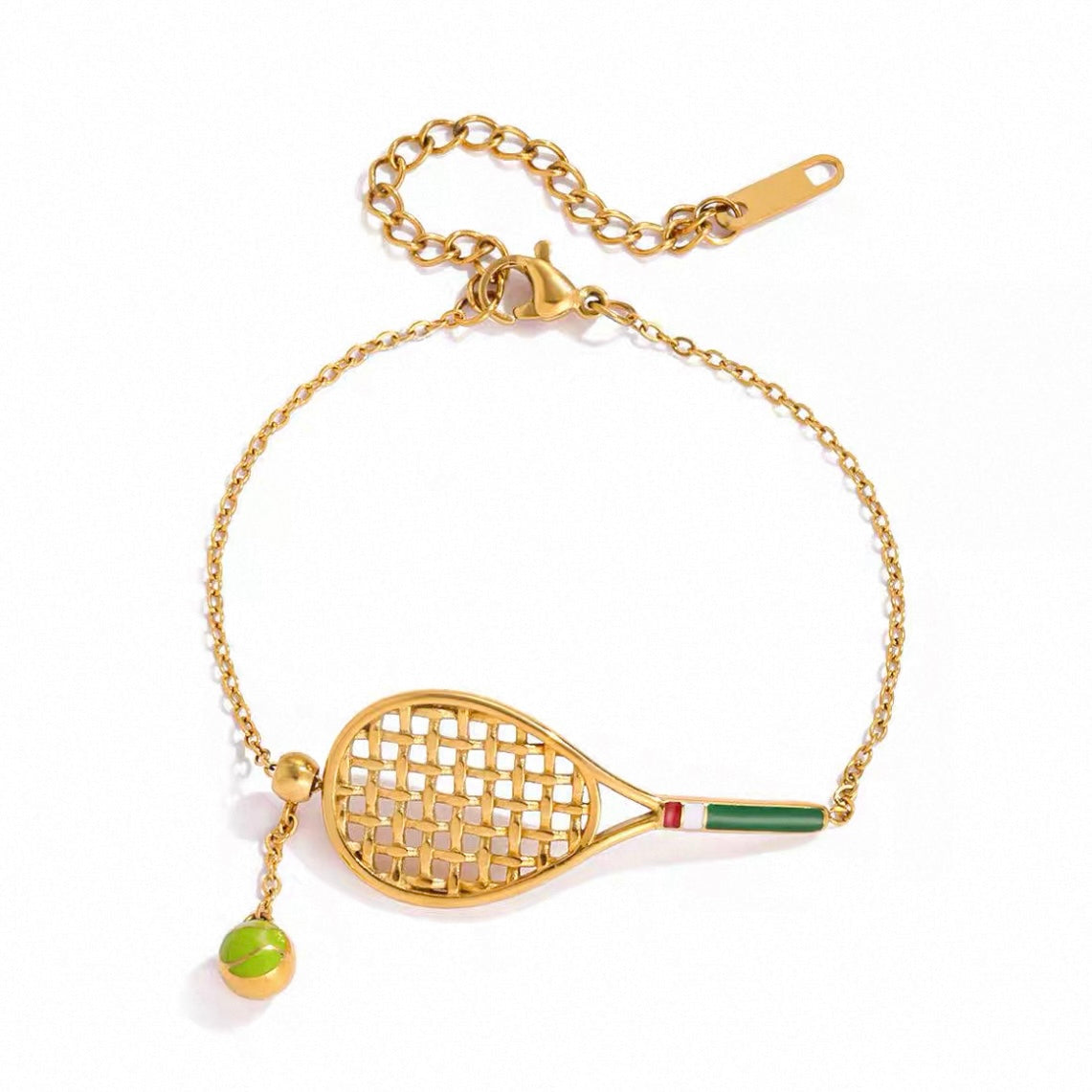 Tennis Racket Adjustable Bracelet (Gold)