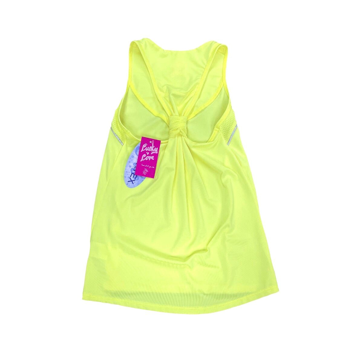 Lucky in Love Kids Junior Girl’s V-Neck Tank Top (Neon yellow) - 爱游戏体育-爱游戏|爱游戏官方网站