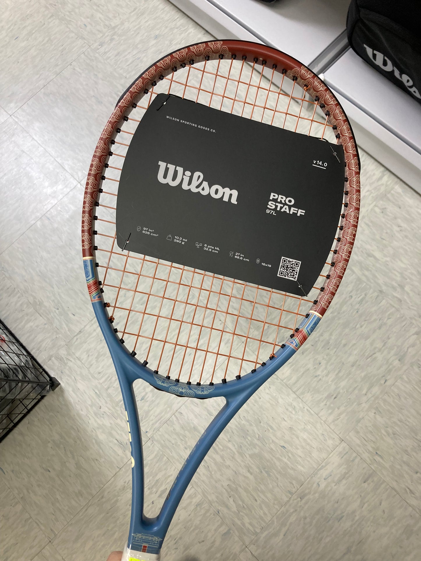 Wilson Pro Staff 97L v14 Beijing Limited Edition Tennis Racket + Cover Bag (Unstrung 290g) (Strung with T10 @ 54lb)