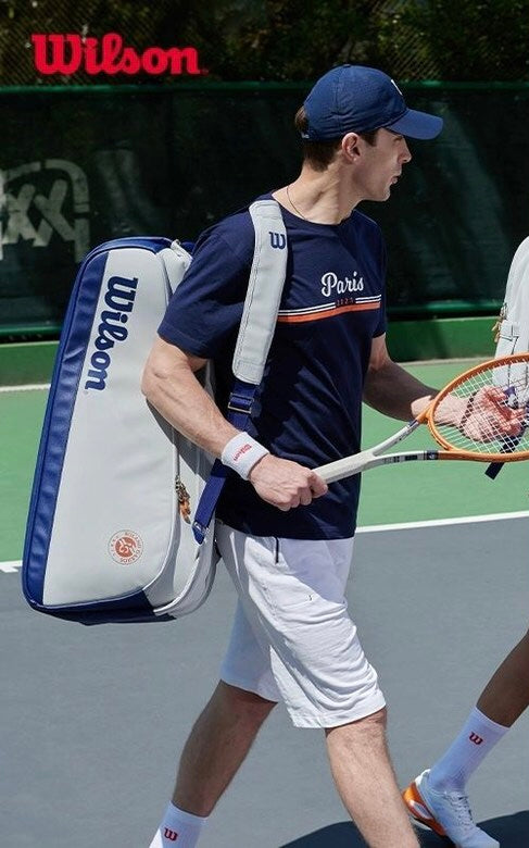 Wilson Roland Garros Premium (9 Pack) Racket Bag (Oyster Grey-Navy) - 爱游戏体育-爱游戏|爱游戏官方网站