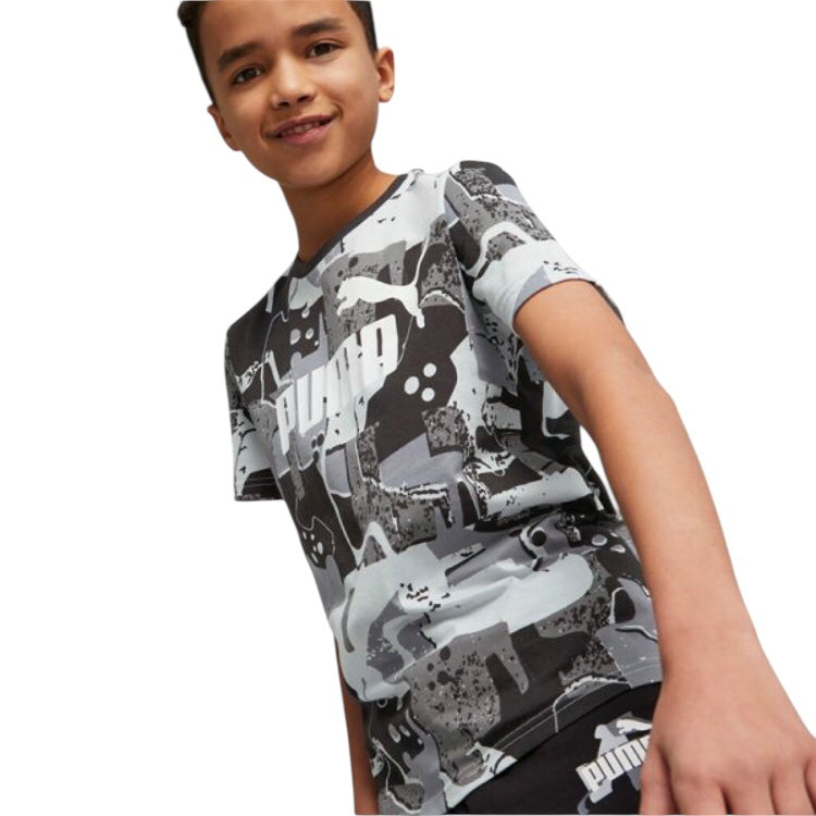 Puma Junior Kids / Youth Boy’s Street Art Top Tee T-Shirt (Black-grey)