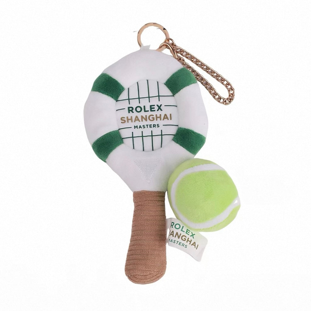 Rolex Shanghai Masters Racket & Tennis Ball Plush Keychain Keyring
