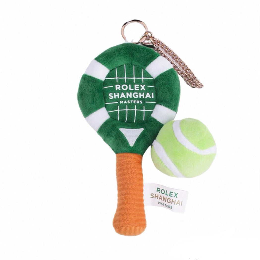 Rolex Shanghai Masters Racket & Tennis Ball Plush Keychain Keyring - 爱游戏体育-爱游戏|爱游戏官方网站