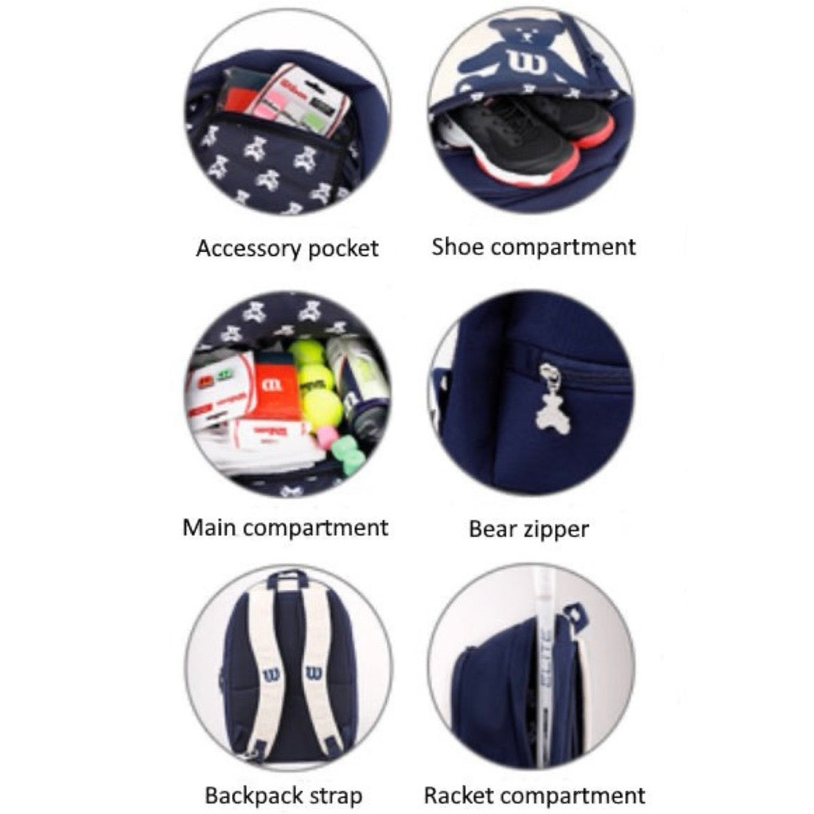 Wilson Bear Backpack bag (Navy-natural) - 爱游戏体育-爱游戏|爱游戏官方网站