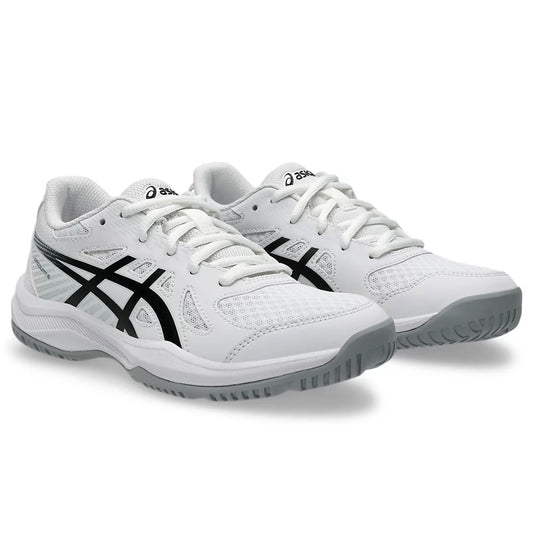 Asics Upcourt 6 GS Junior Indoor Badminton / Pickleball Shoes (White-Black)