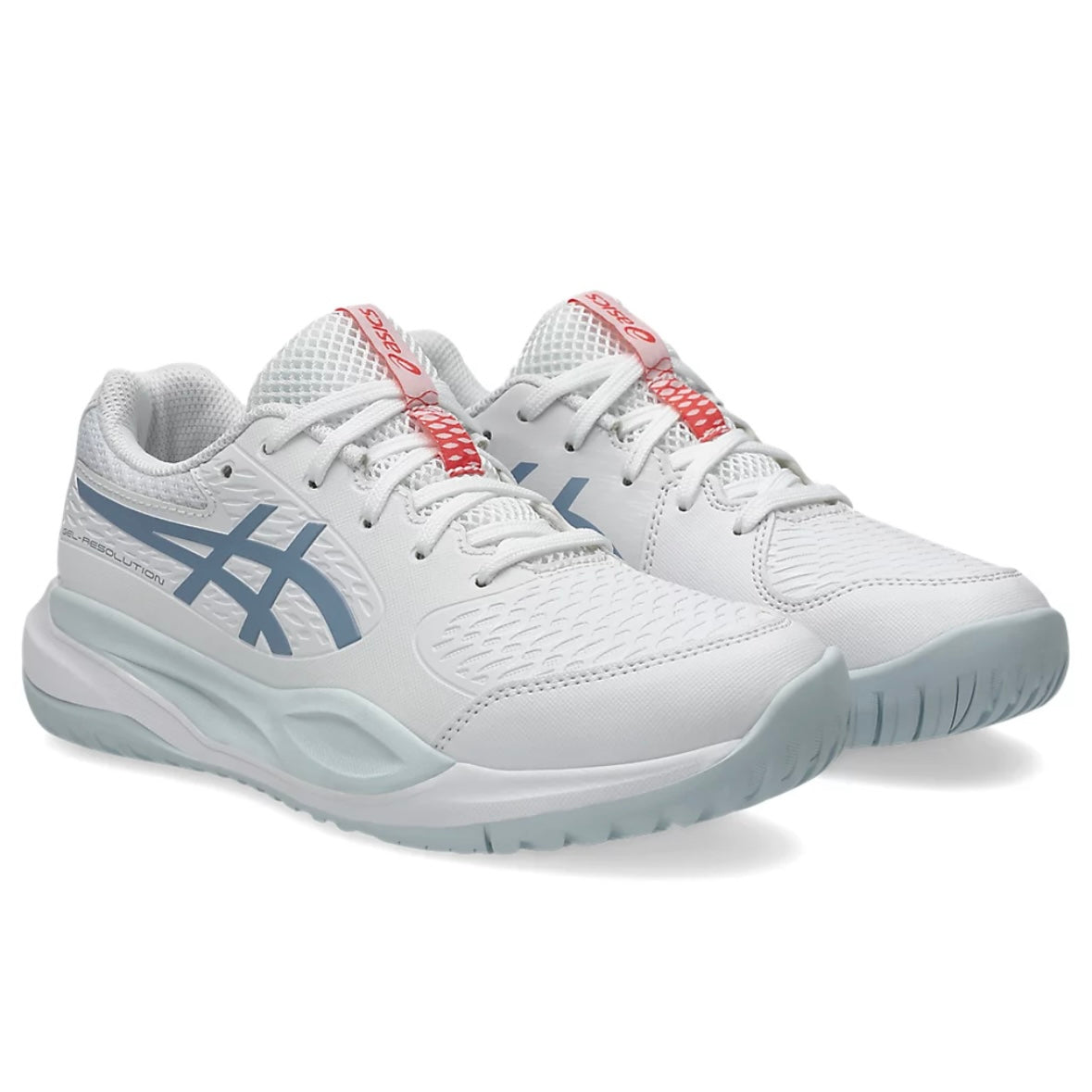 Asics Gel-Resolution X GS Junior Tennis Shoes (White-Grey Blue)