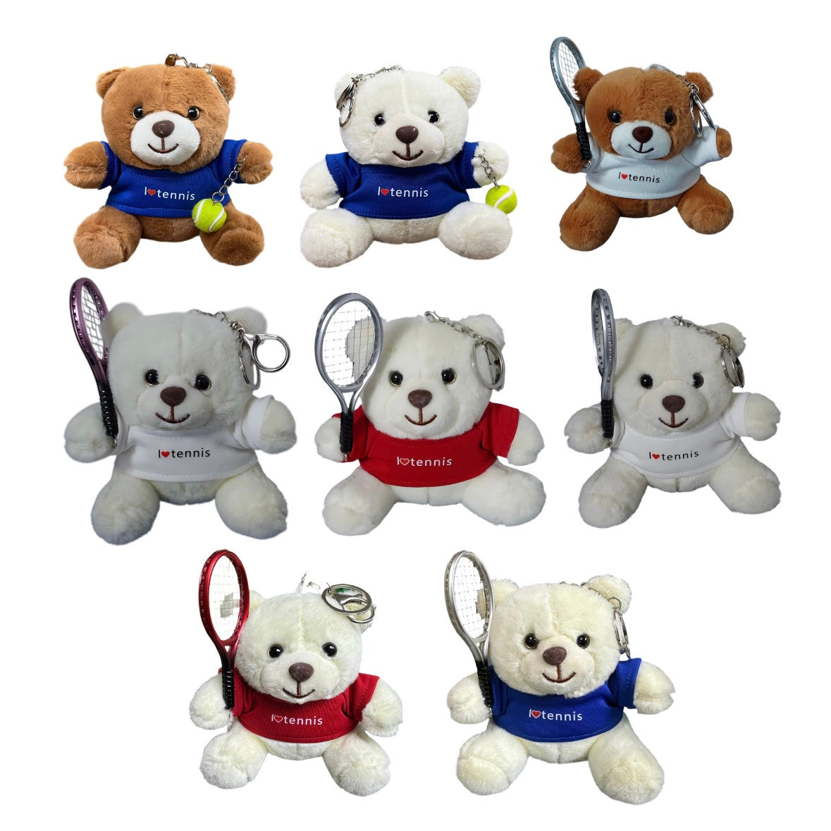 Teddy Bear Tennis Ball / Racket Plush Keychain Keyring - 爱游戏体育-爱游戏|爱游戏官方网站