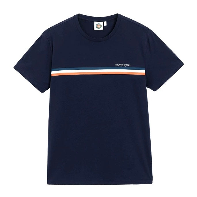 Roland Garros Men’s Dri-FIT Cotton Top Tee Shirt (Navy / White) - 爱游戏体育-爱游戏|爱游戏官方网站