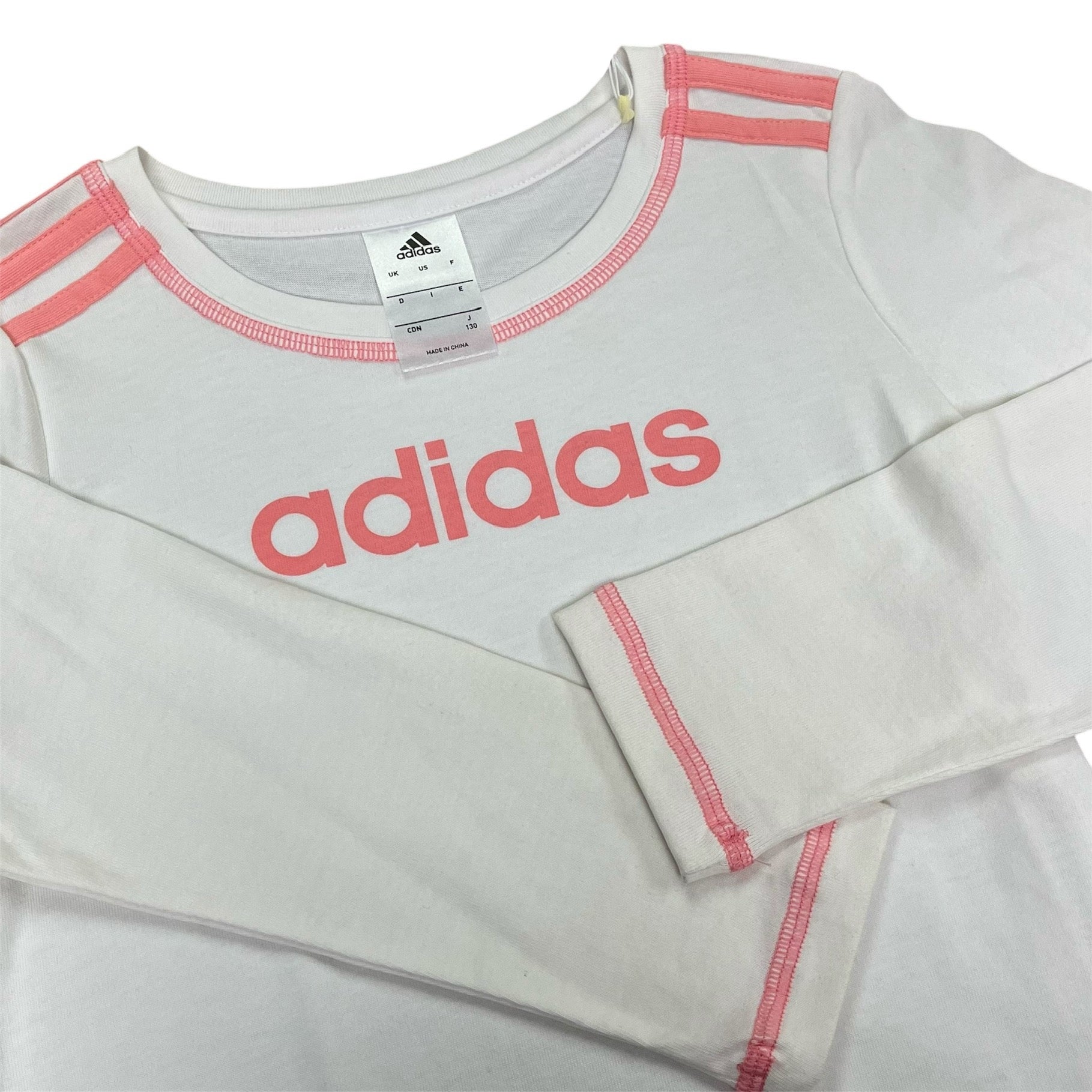 Adidas Junior Kids Girls Linear Logo Long Sleeve T-Shirt (size 130) White-pink - 爱游戏体育-爱游戏|爱游戏官方网站