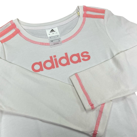 Adidas Junior Kids Girls Linear Logo Long Sleeve T-Shirt (size 130) White-pink - 爱游戏体育-爱游戏|爱游戏官方网站