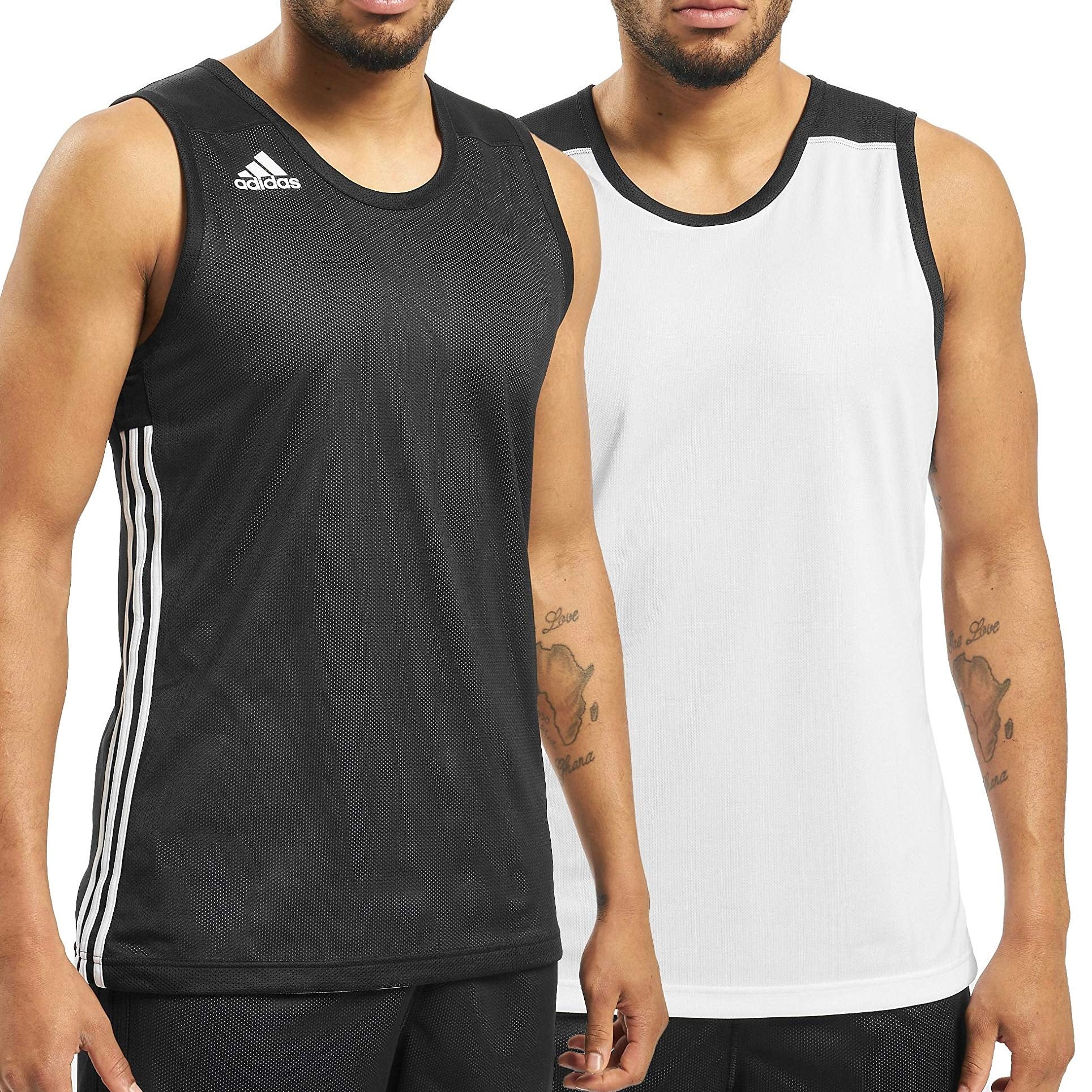Adidas Men's Reversible Sleeveless Tank Top Tee Shirt (Black-White) - 爱游戏体育-爱游戏|爱游戏官方网站