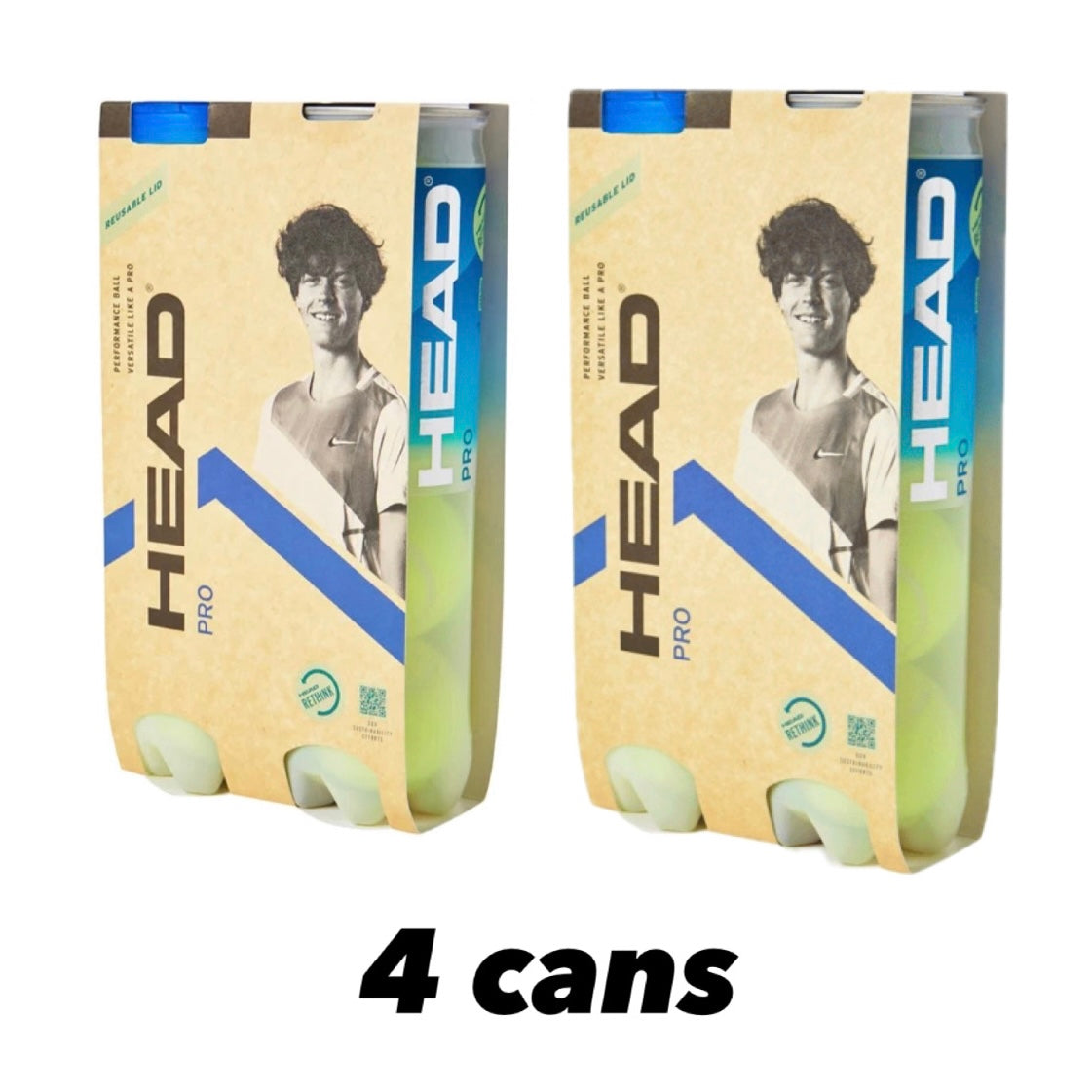 Head Pro Tennis Balls 4B (4 balls per can) - 爱游戏体育-爱游戏|爱游戏官方网站