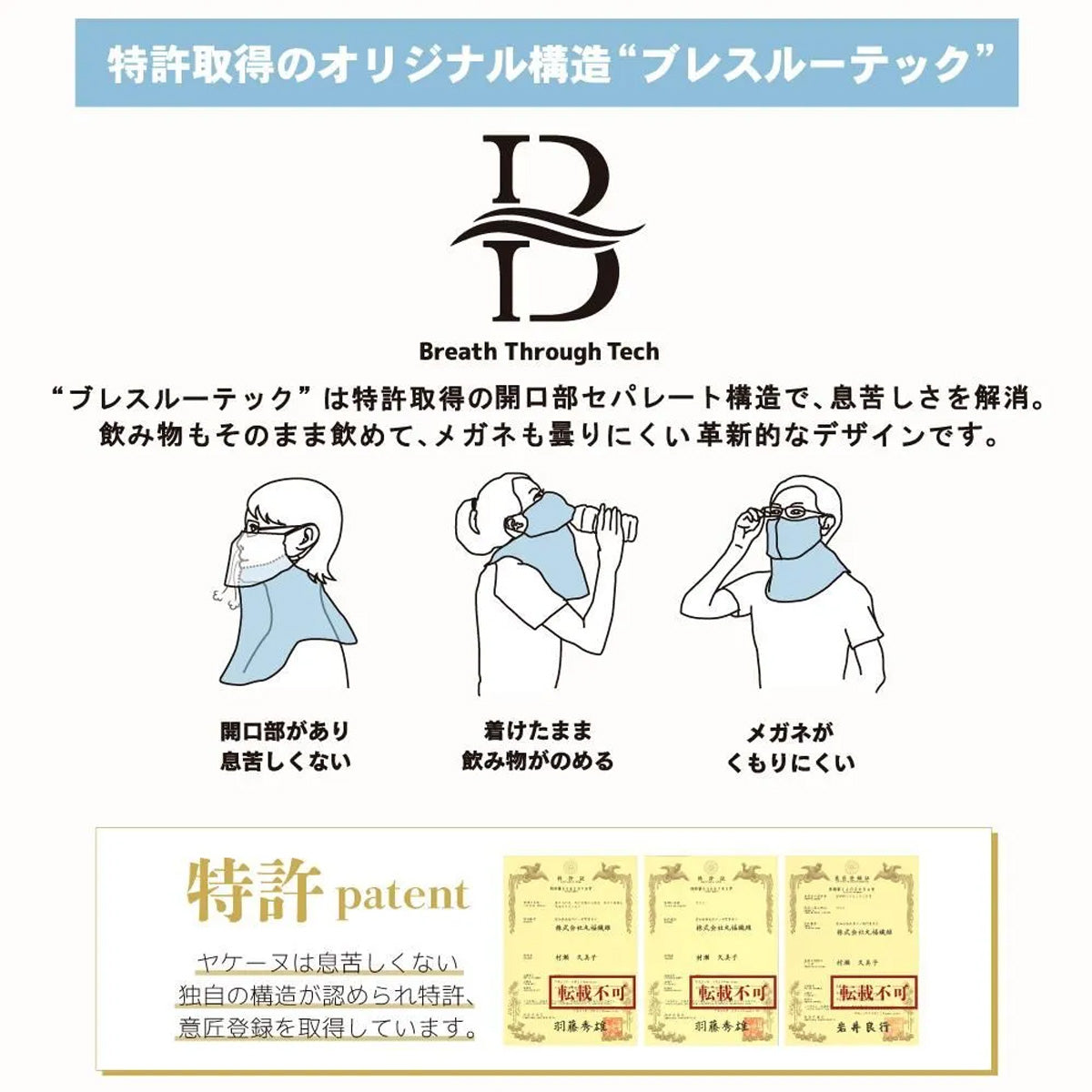 Yakenu Japan Face Cover So Cool Washable UV Protection Cut Mask