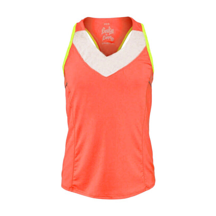 [CLEARANCE] Lucky in Love Junior Girl’s Kids Core V-Neck Tennis Tank Top (Neon Orange-yellow) - 爱游戏体育-爱游戏|爱游戏官方网站