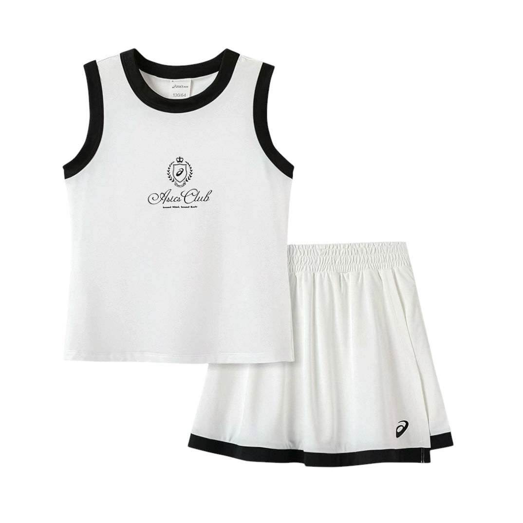 Asics Junior Kids / Youth Girl’s Dri-FIT Sleeveless Top and Skorts (White)
