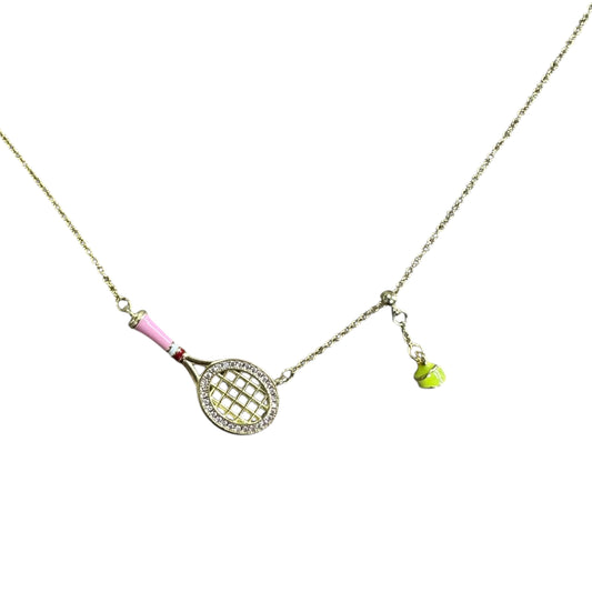 Tennis Racket Necklace (Gold-Pink) - 爱游戏体育-爱游戏|爱游戏官方网站