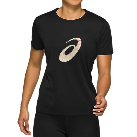 ASICS Women’s Short Sleeve Dri-FIT Top Tee Shirt (Black-light pink)