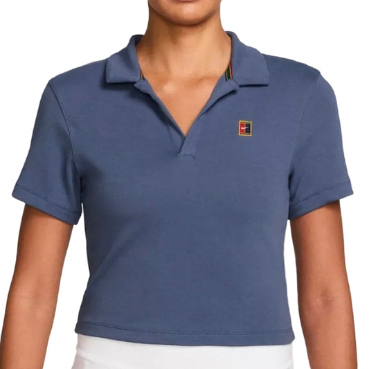 Nike Women’s Court Heritage Short Sleeve Crop Polo Shirt (Diffused Blue)