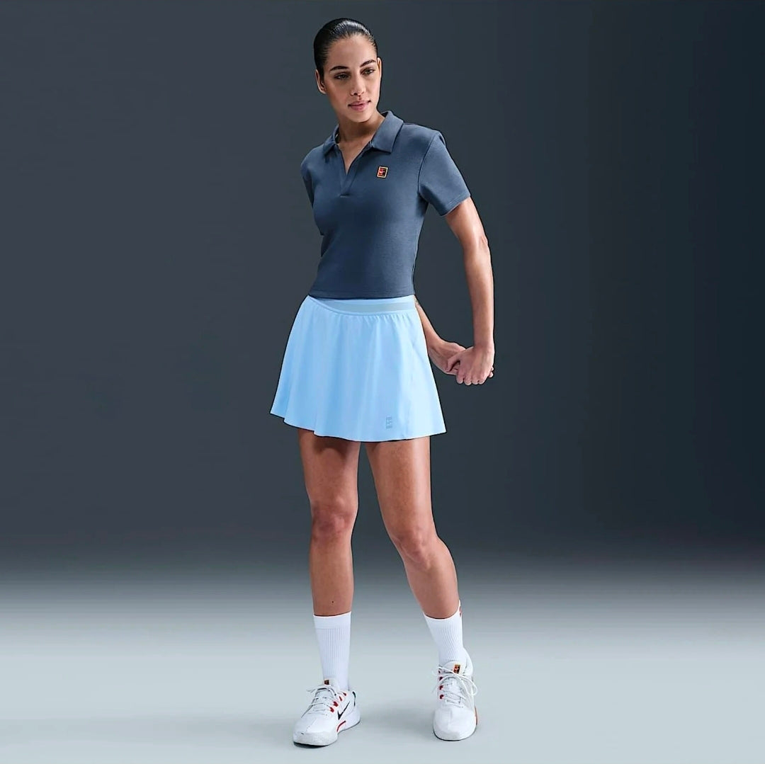 Nike Women’s Court Heritage Short Sleeve Crop Polo Shirt (Diffused Blue)